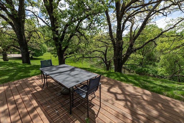 809 60th Ave SW, Rochester, MN 55902 - wooden terrace with outdoor dining space and a yard