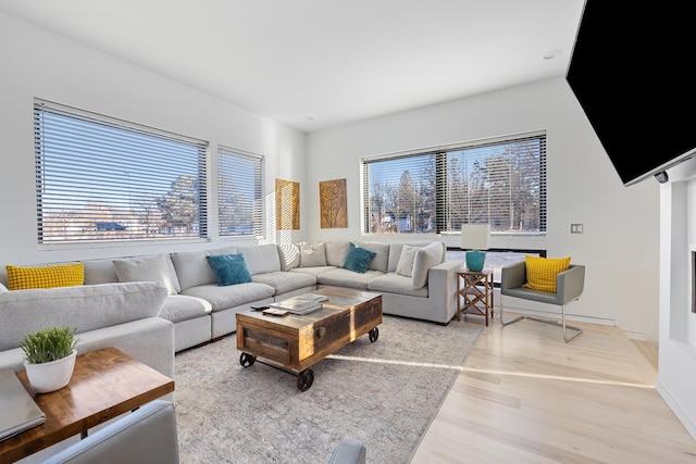 living area with wood finished floors and a wealth of natural light