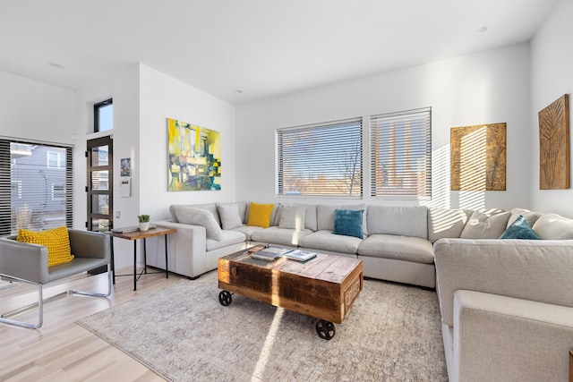 living area with wood finished floors