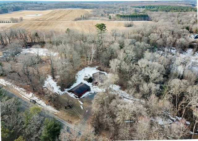 birds eye view of property featuring a rural view