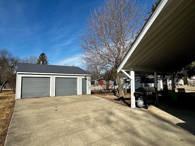 view of detached garage