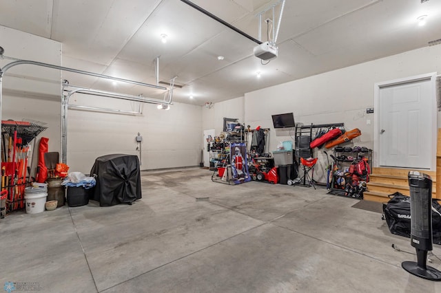 garage with a garage door opener