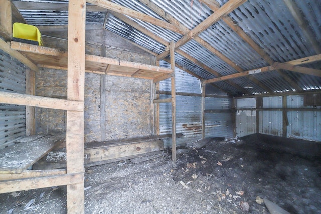 misc room featuring lofted ceiling