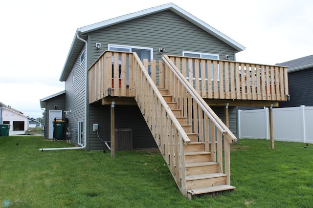 6746 Joseph St, Horace, ND 58047 - rear view of house with stairs, cooling unit, and a deck