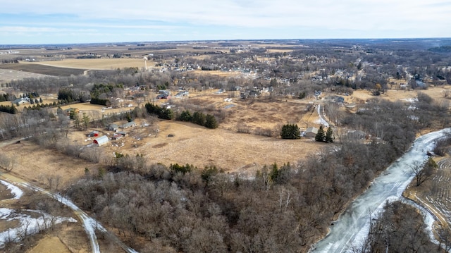 birds eye view of property featuring a rural view