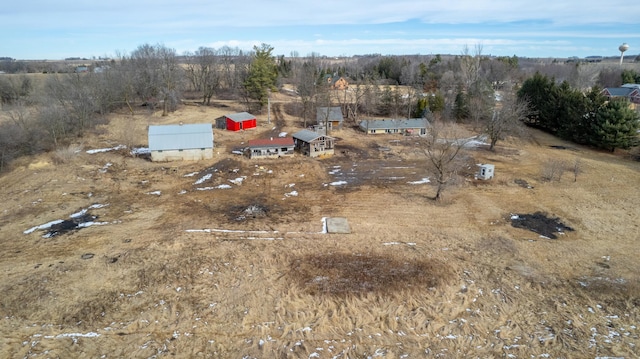 aerial view featuring a rural view