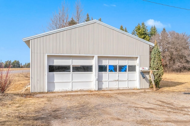 view of detached garage