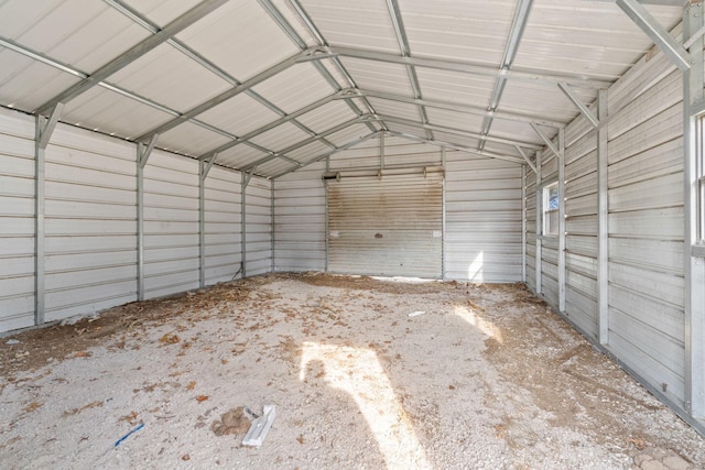 garage featuring metal wall