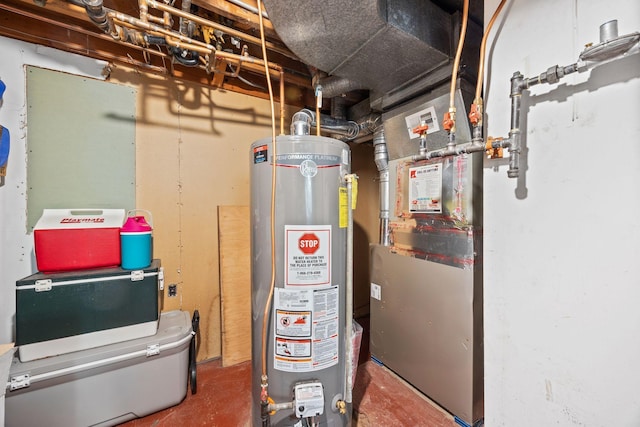 utility room with water heater