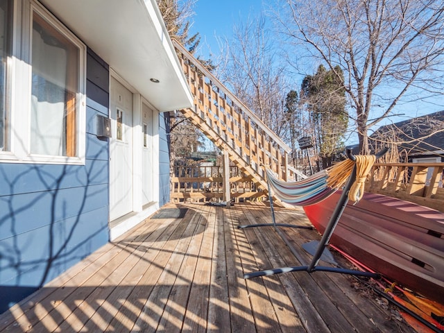 wooden terrace with stairs