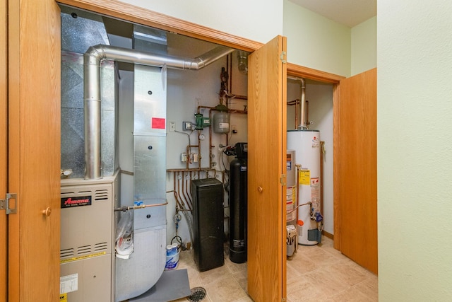 utilities with gas water heater and heating unit