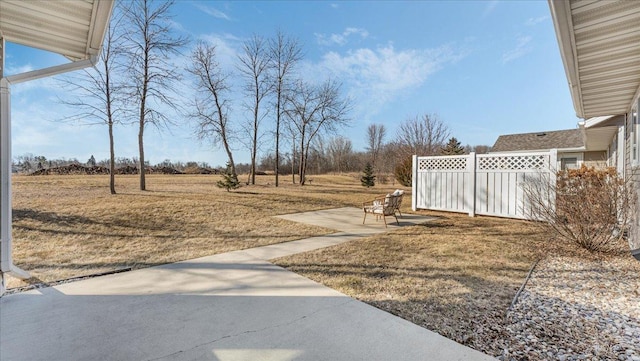 view of yard featuring fence