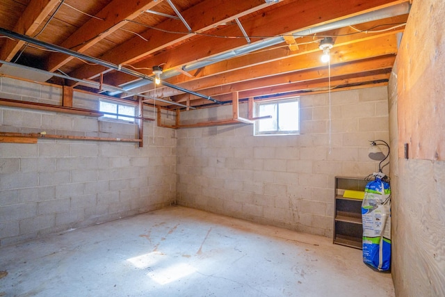 basement with plenty of natural light