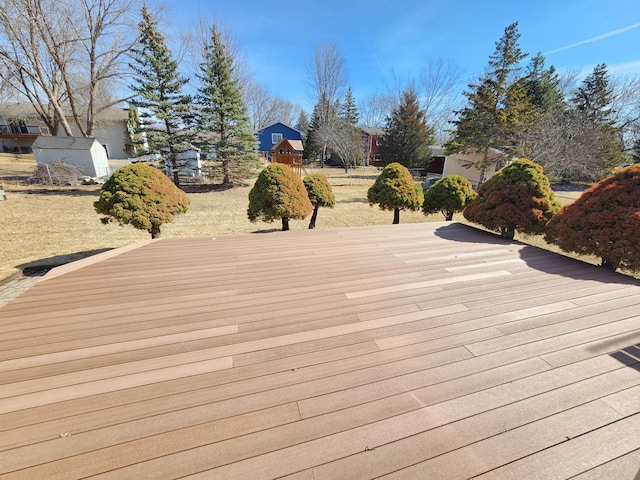 deck featuring an outbuilding