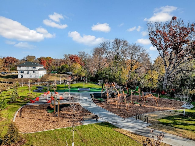 view of play area featuring a yard