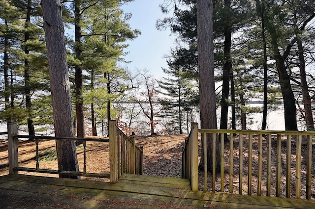 view of yard featuring a wooden deck