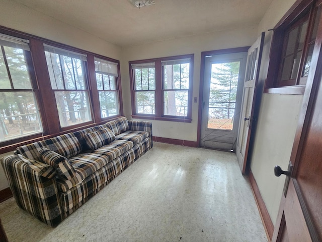 living area with baseboards