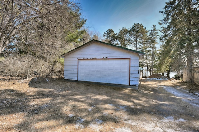 view of detached garage