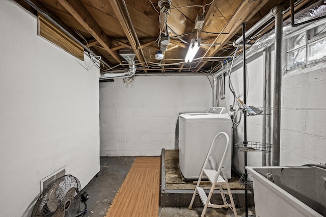 5413 42nd Ave S, Minneapolis, MN 55417 - unfinished basement with washer / dryer and a sink