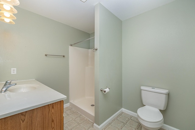 full bathroom featuring tile patterned floors, a shower, and baseboards