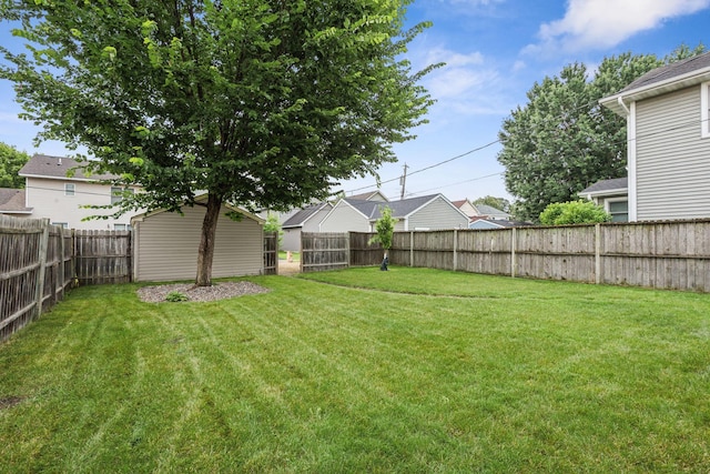 view of yard with a fenced backyard