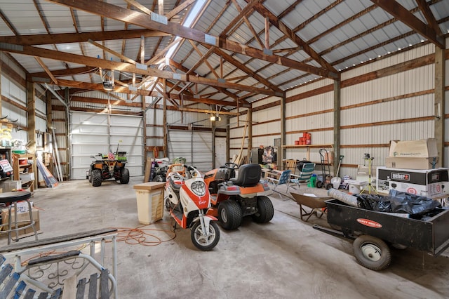 garage featuring metal wall