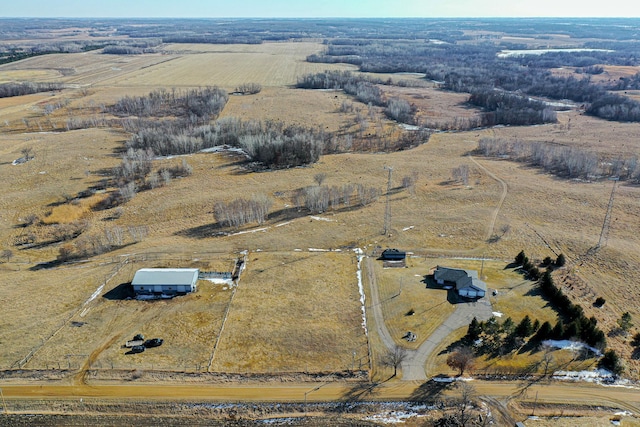 drone / aerial view with a rural view