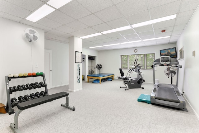 3200 Bde Maka Ska Pkwy Unit 302, Minneapolis, MN 55416 - gym with carpet floors, a paneled ceiling, and baseboards