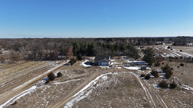 snowy aerial view with a rural view