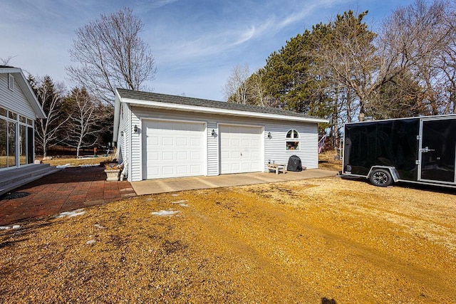 view of detached garage