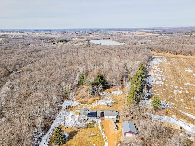 aerial view with a wooded view