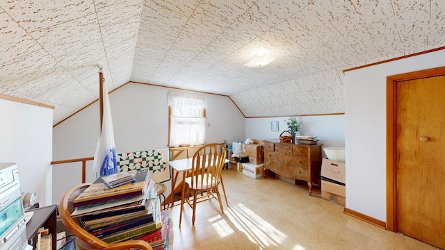 bonus room featuring carpet and vaulted ceiling