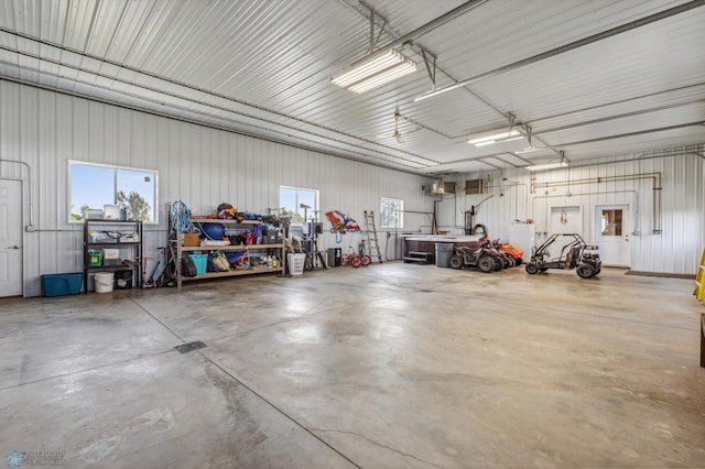 garage with metal wall