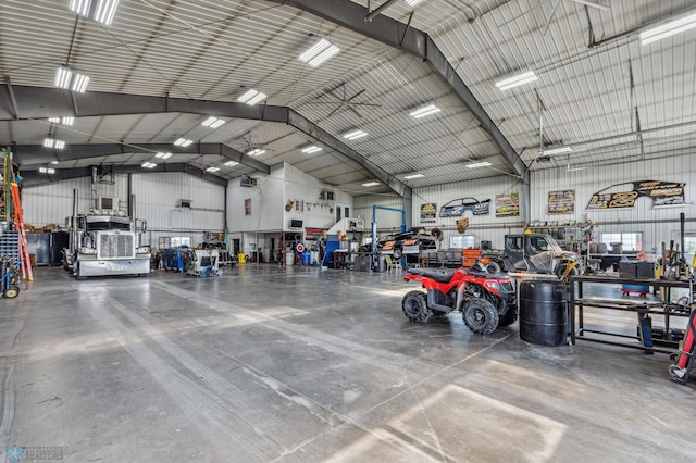 garage with metal wall