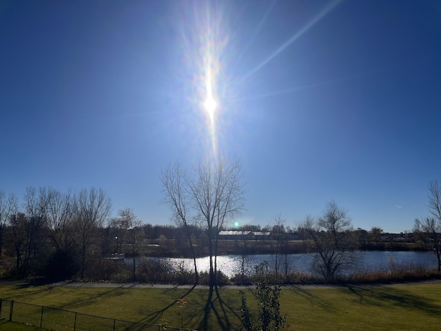 property view of water with fence