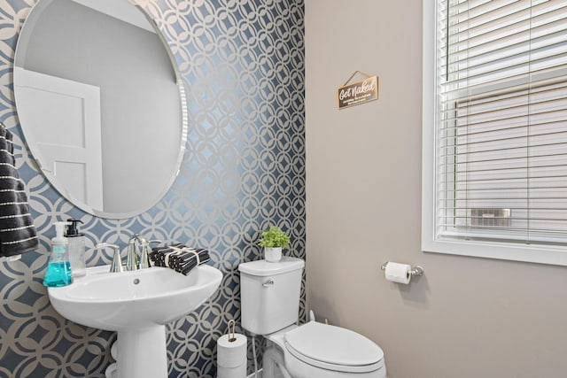 bathroom with plenty of natural light and toilet