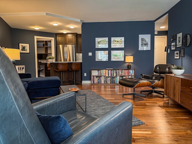 living area featuring wood-type flooring