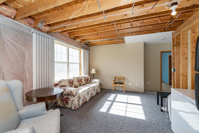 living area with carpet floors