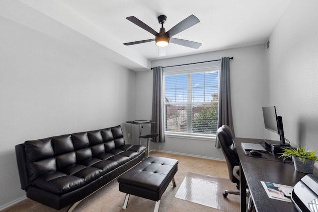 13580 Technology Dr Unit 3202, Eden Prairie, MN 55344 - home office with baseboards, light colored carpet, and a ceiling fan