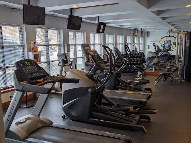 13580 Technology Dr Unit 3202, Eden Prairie, MN 55344 - gym featuring plenty of natural light, recessed lighting, and beam ceiling