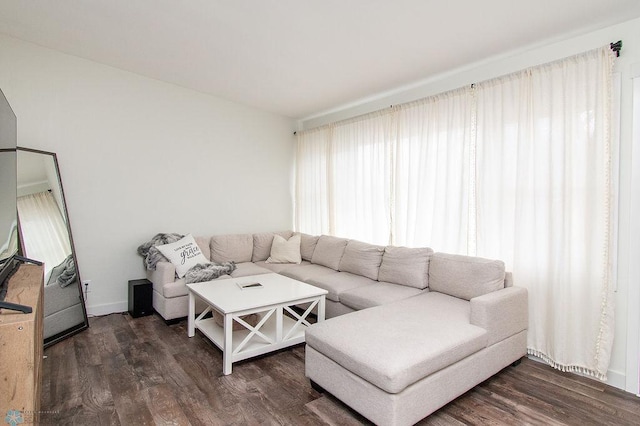 living room featuring dark wood finished floors