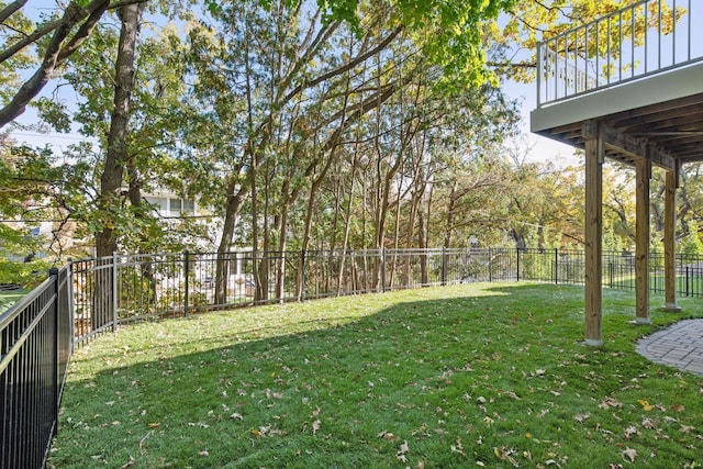 view of yard with a fenced backyard