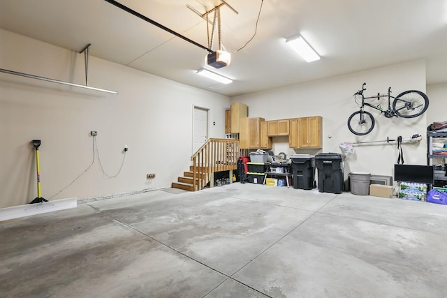 garage with a garage door opener