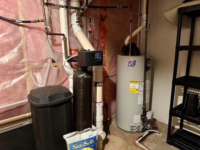 utility room featuring water heater