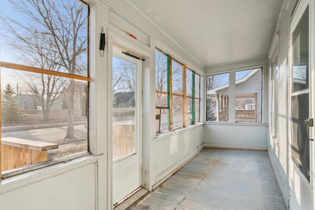 view of unfurnished sunroom