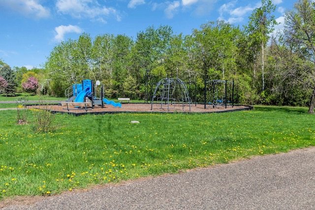 communal playground with a lawn
