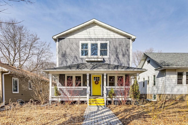 view of front of home featuring covered porch