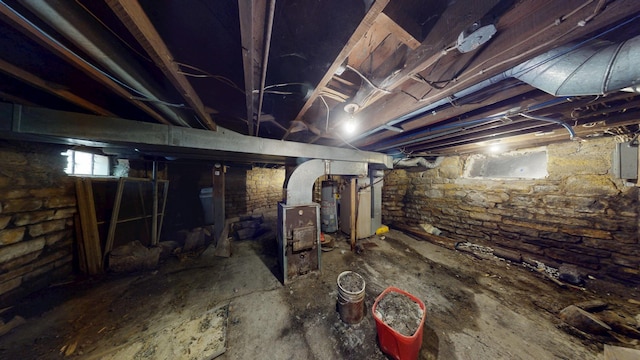 unfinished below grade area with gas water heater