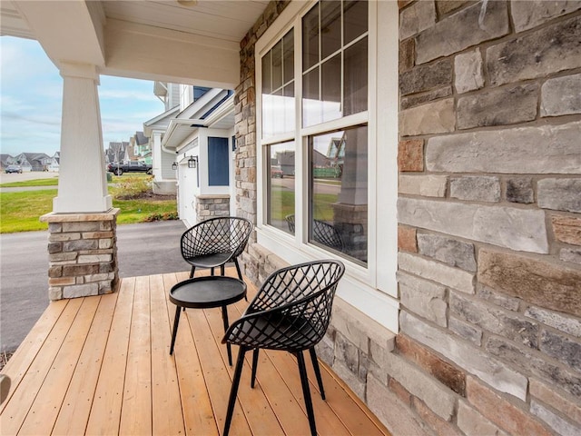 wooden deck with covered porch