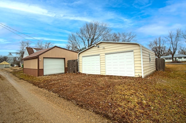 view of detached garage